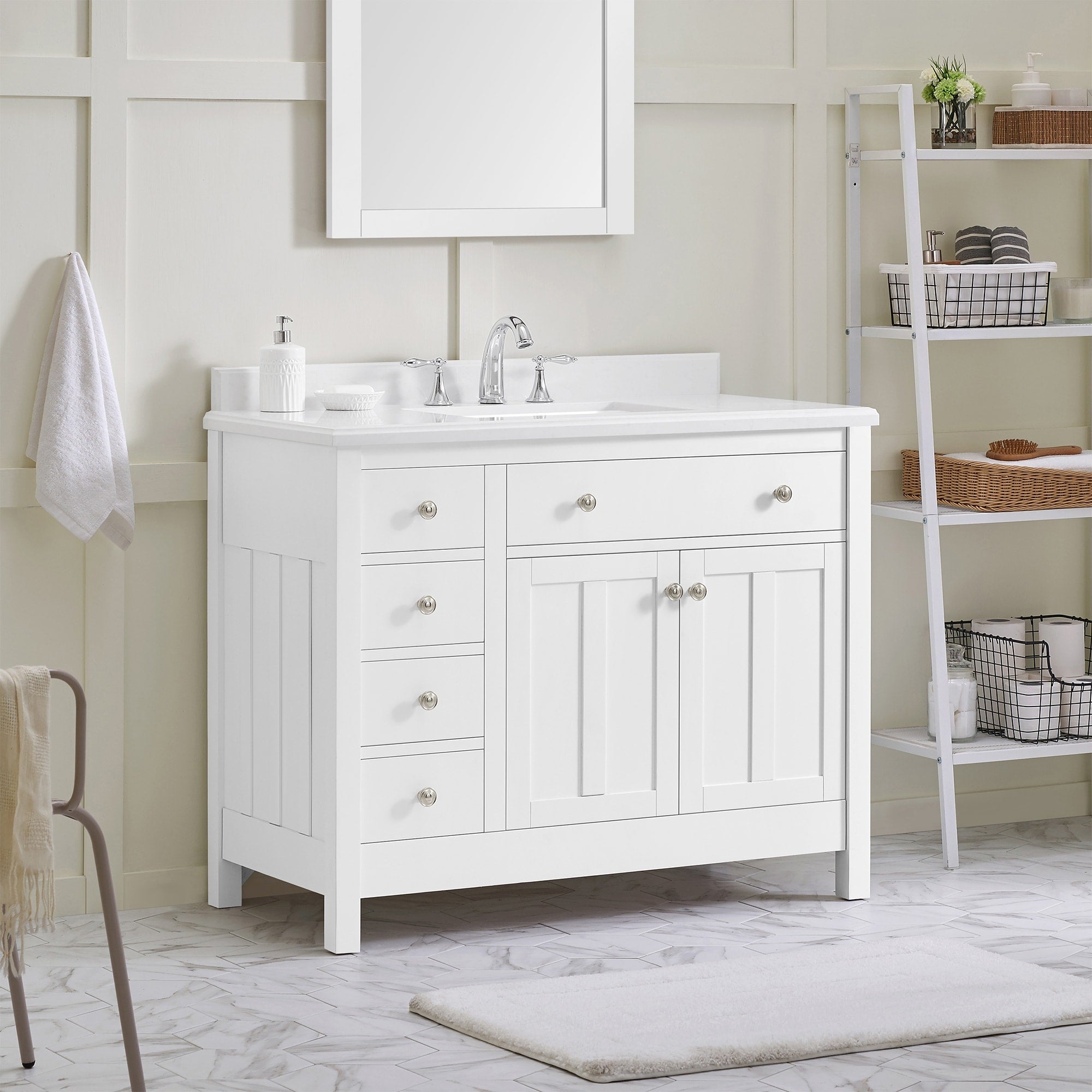 Ove Decors Newcastle 42 Pure White Undermount Single Sink Vanity With Marble Top