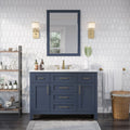 Ove Decors Tahoe 48 In. Midnight Blue Single Sink Vanity With Marble Top And Mirror