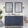Ove Decors Tahoe 60 In Midnight Blue Double Sink Vanity With White Top And Mirrors