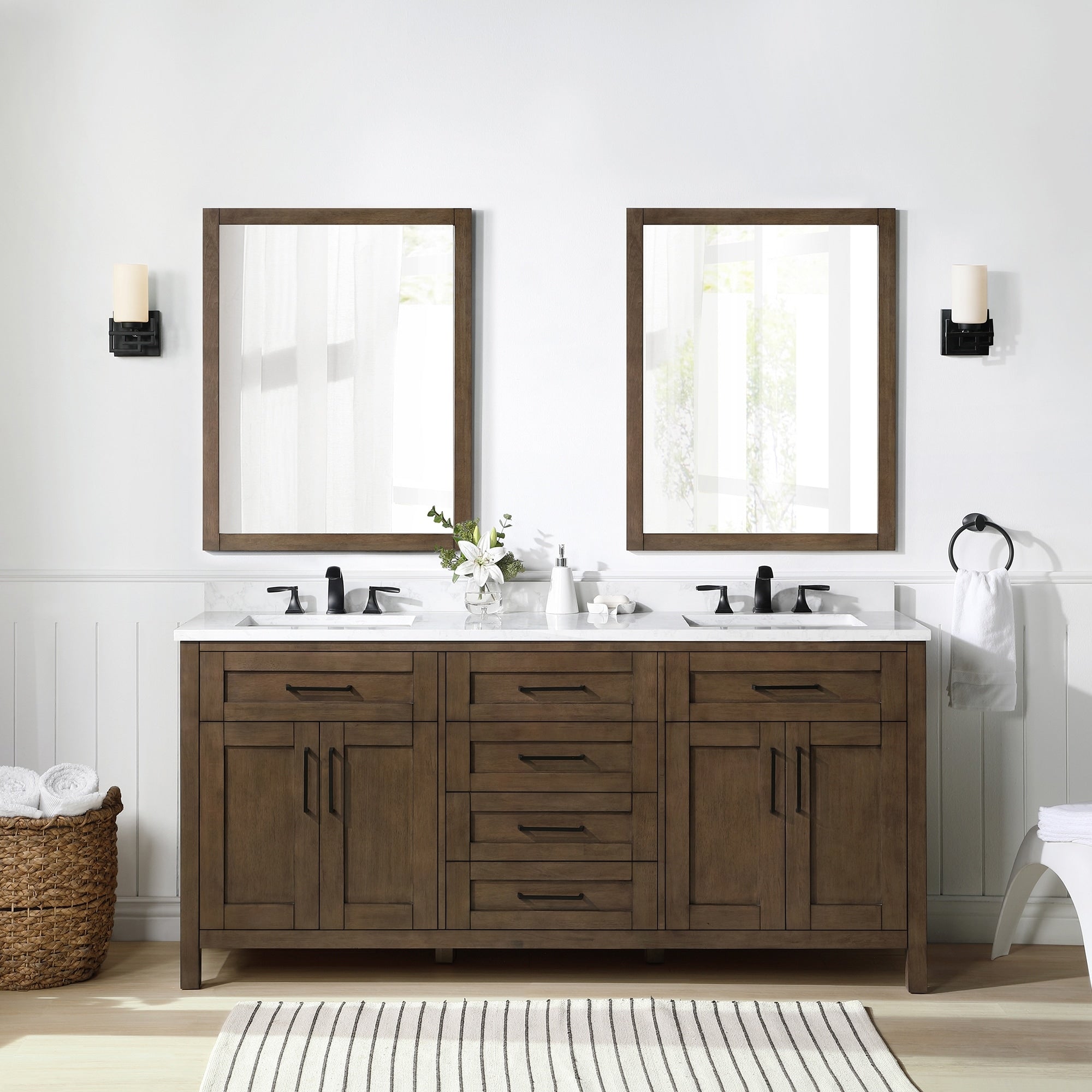 Ove Decors Tahoe 72 In. Almond Latte Vanity With 2 Mirrors Included