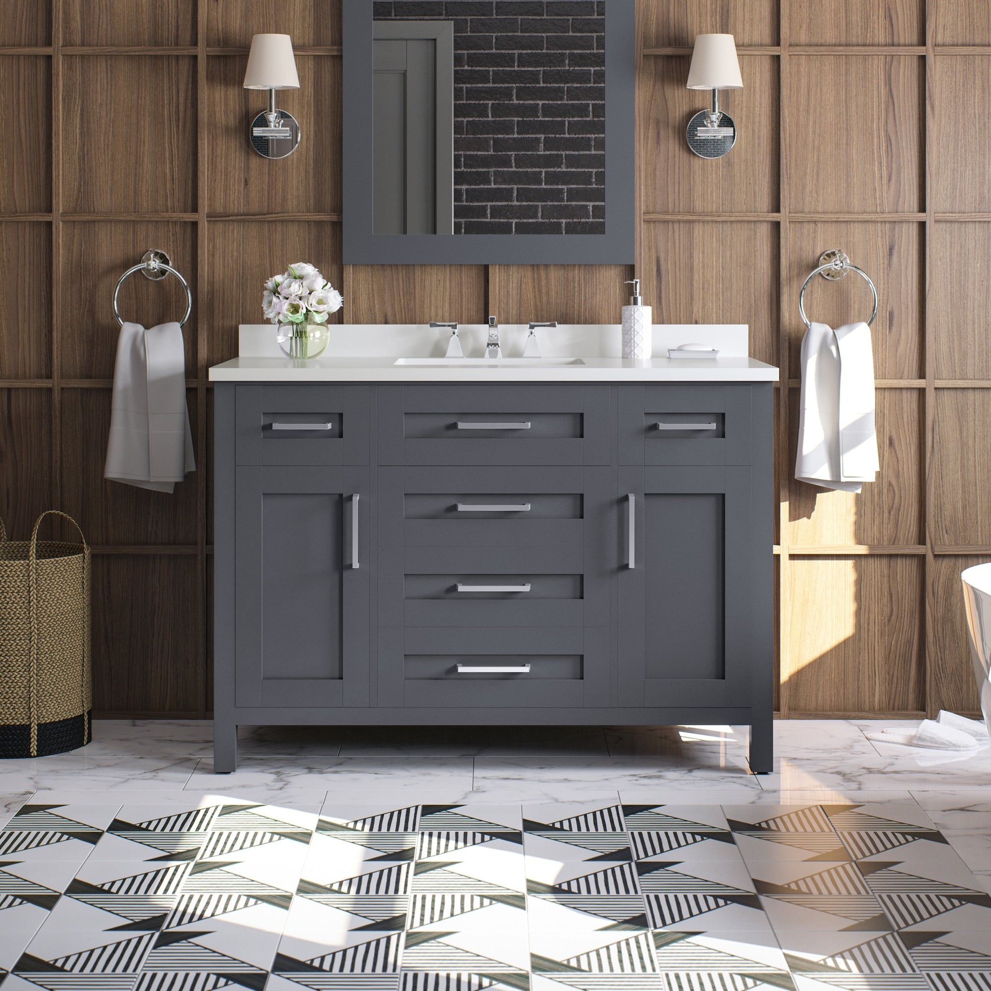 Ove Decors Tahoe 48 In. Dark Charcoal Vanity With 1 Mirror Included