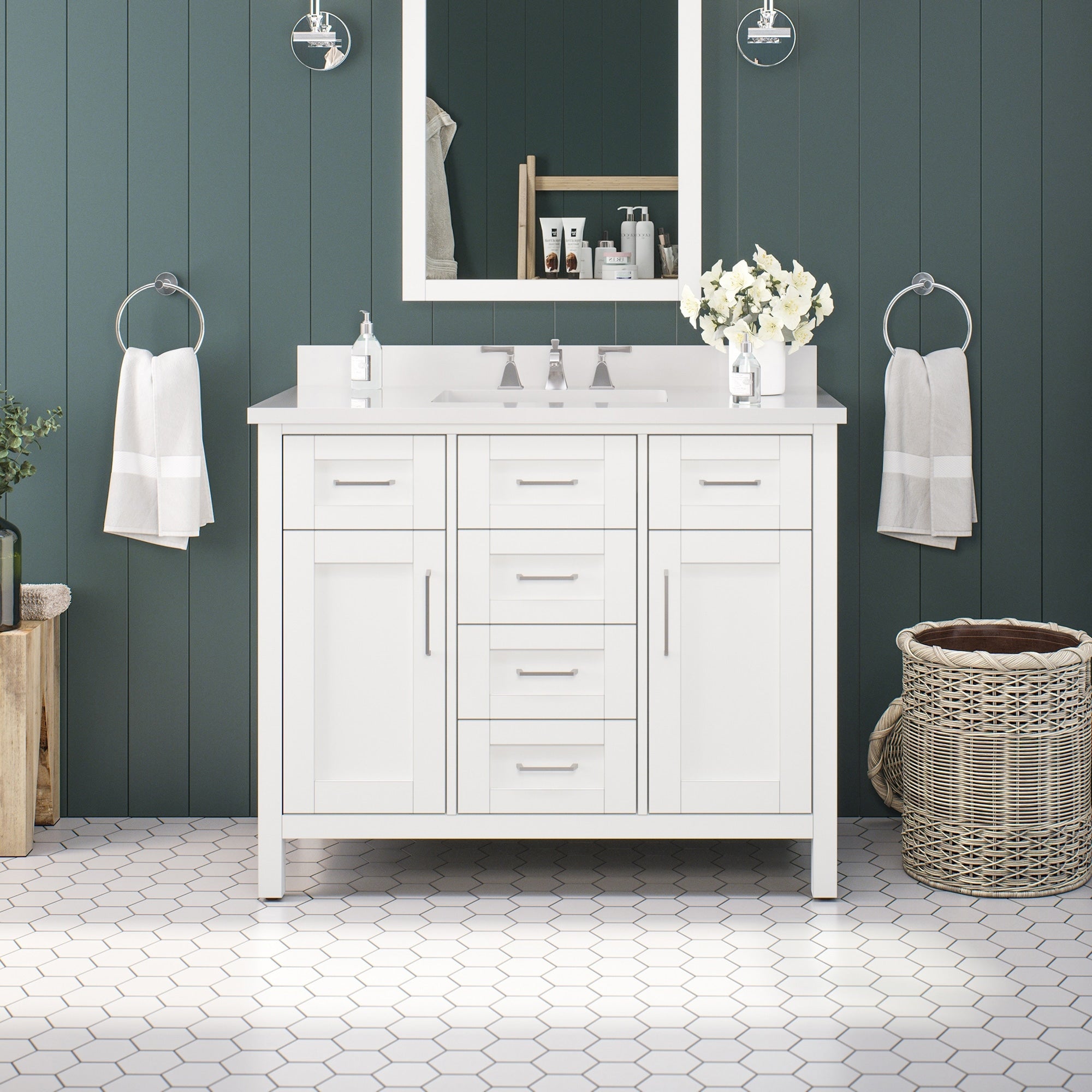 Ove Decors Tahoe Iii 42 In. White Vanity With Power Bar