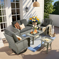 Ovios 5 Piece Outdoor Wicker Sofa Rocking Chair Set