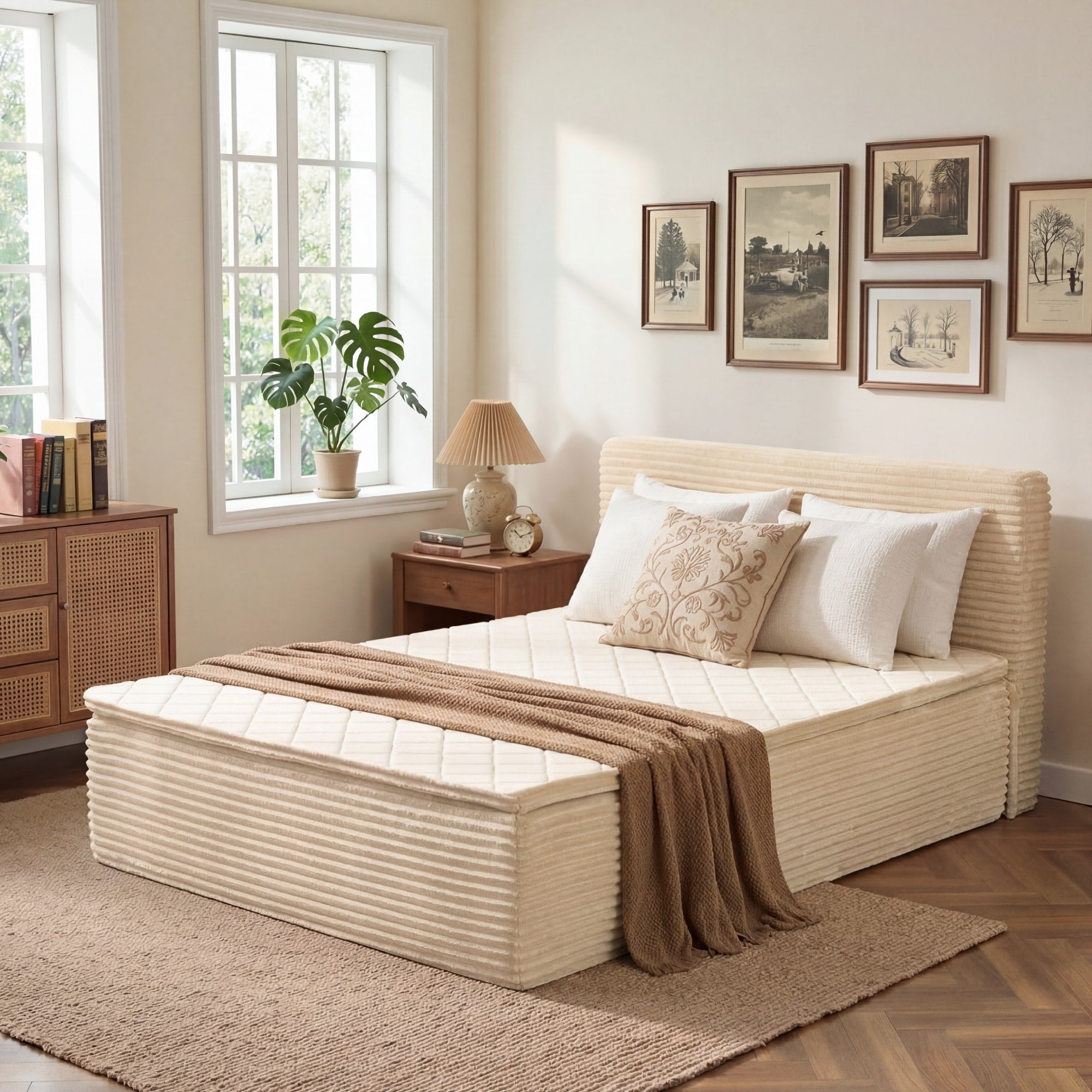 Ovios Luxurious Long Pile Plush Fabric Bed