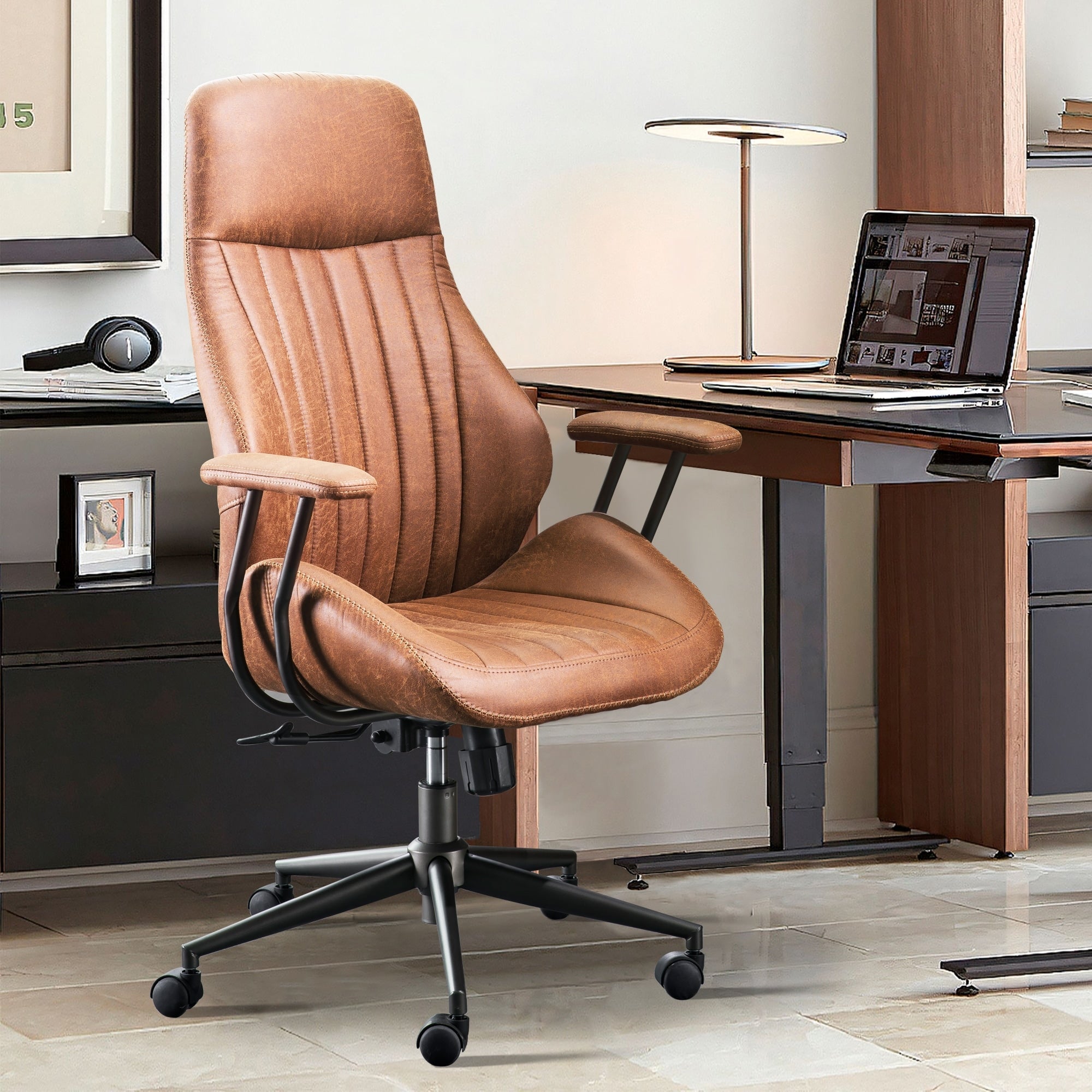 Ovios Ergonomic Office Chair Computer Desk Chair Suede Fabric Desk Chair With Lumbar Support For Executive Or Home Office
