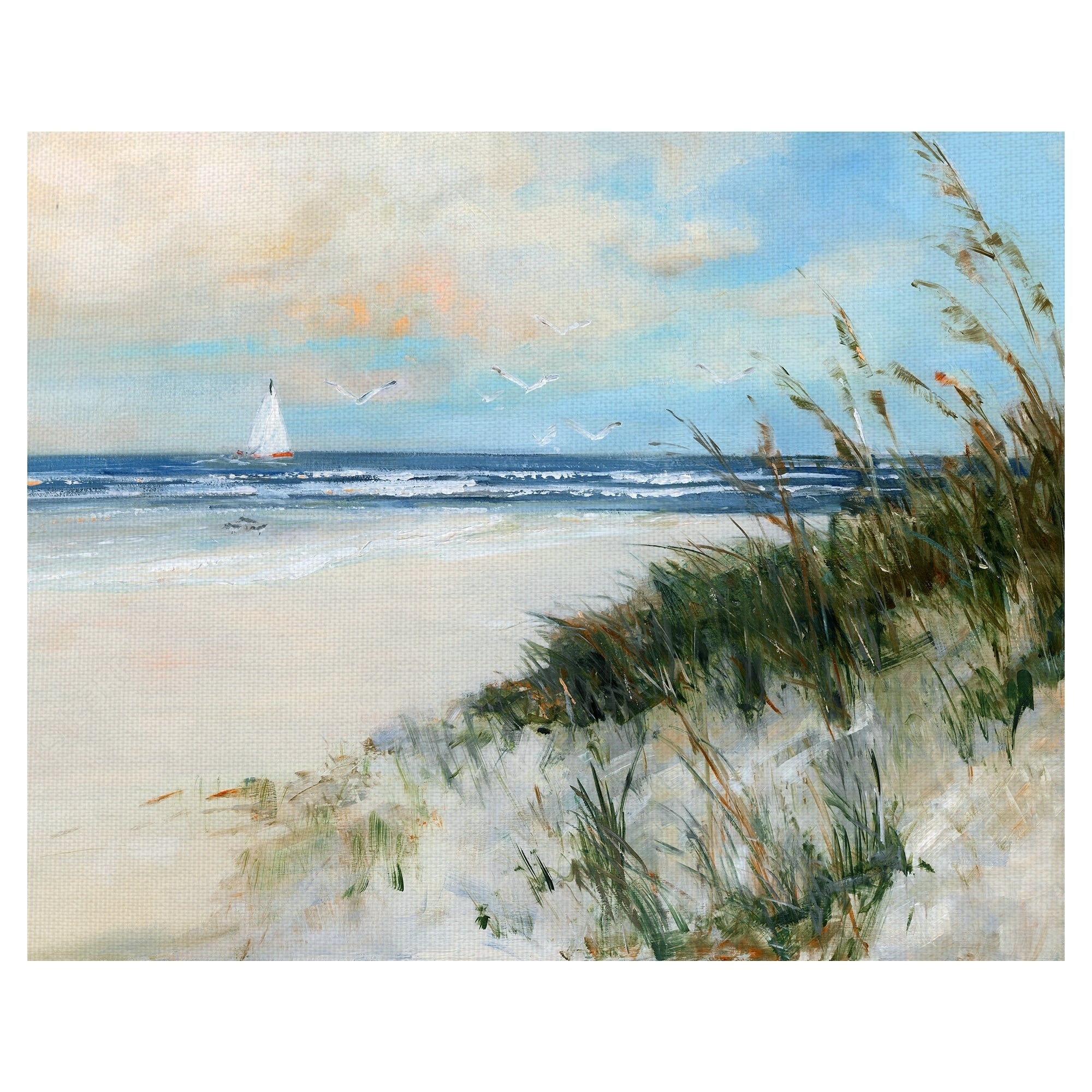 Oak Island Beach Sunrise By Sally Swatland Wrapped Canvas Art Print