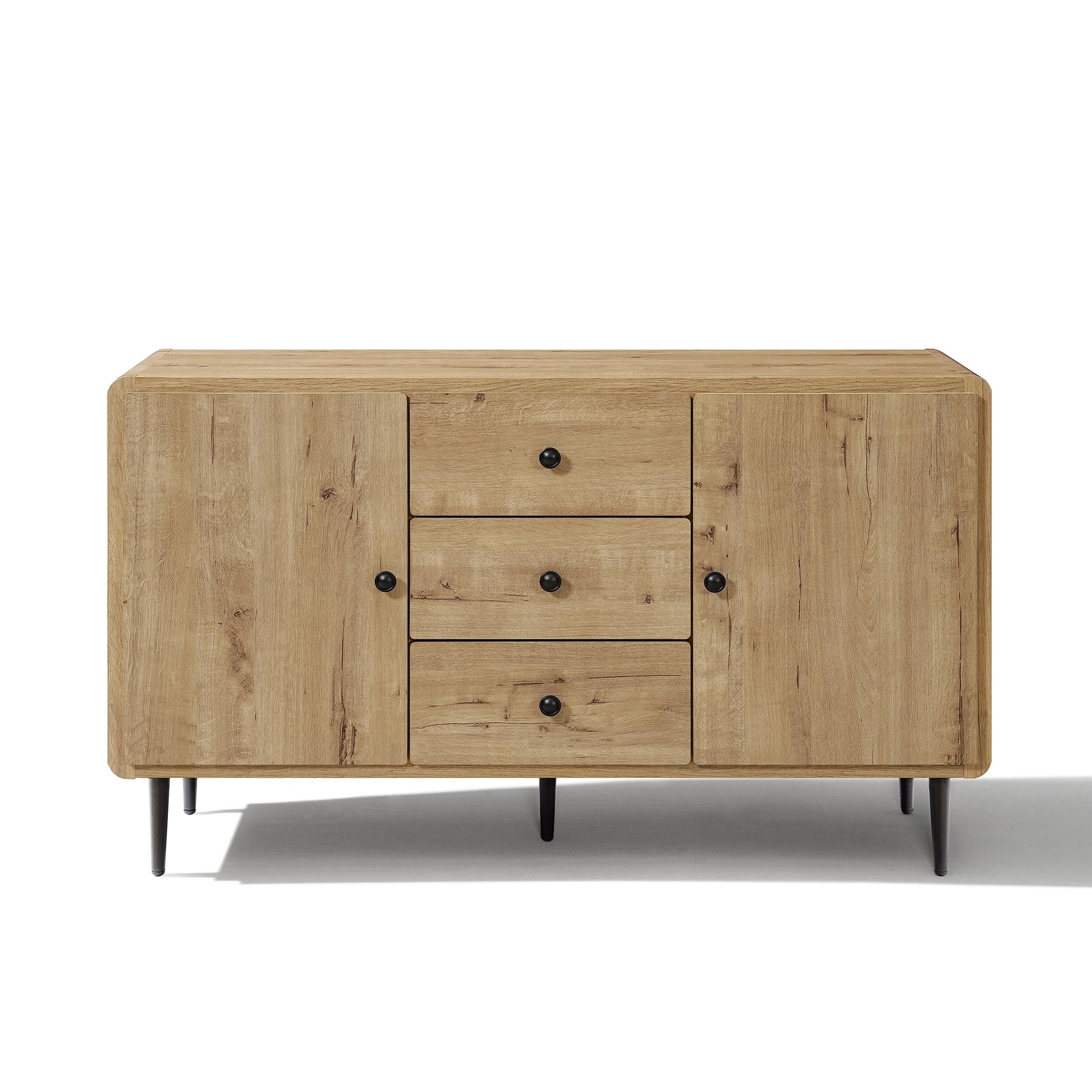 Oak Manufactured Wood 48.8 Inch Wide 2 Door 3 Drawer Buffet Cabinet 29.1 H X 48.8 W X 15.9 D