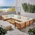 Oana Outdoor 12 Piece U Shaped Acacia Wood Sectional Sofa Set By Christopher Knight Home