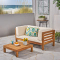 Oana Outdoor 2 Seater Acacia Wood Sectional Loveseat Set By Christopher Knight Home