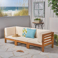 Oana Outdoor 3 Seater Acacia Wood Sectional Sofa Set By Christopher Knight Home