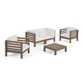 Oana Outdoor 4 Seater Acacia Wood Loveseat Chat Set By Christopher Knight Home