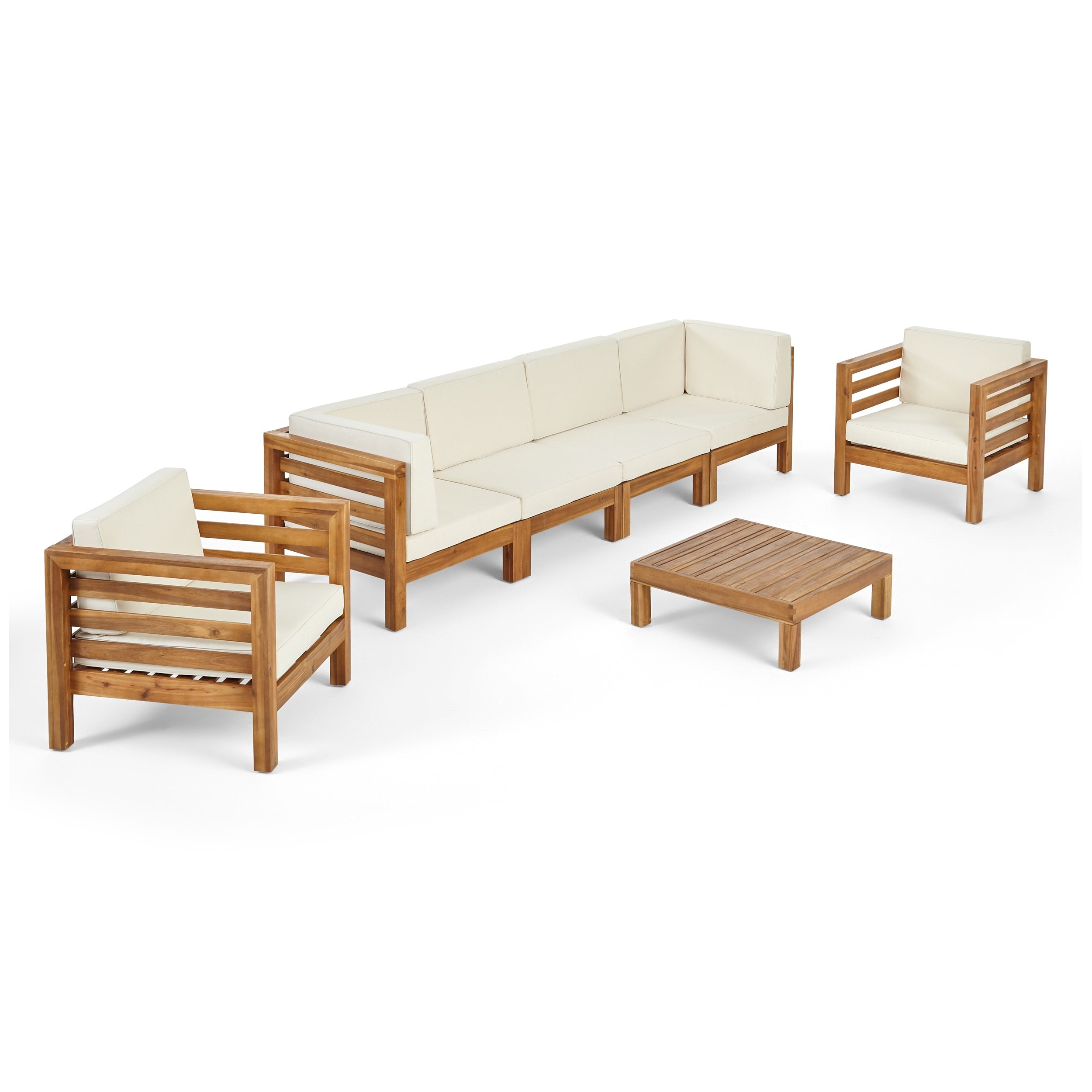Oana Outdoor 6 Seater Acacia Wood Sofa Chat Set By Christopher Knight Home