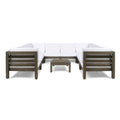 Oana Outdoor 8 Seater Acacia Wood U Shaped Sectional Sofa Set By Christopher Knight Home