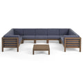 Oana Outdoor 9 Seater Acacia Wood Sectional Sofa Set By Christopher Knight Home