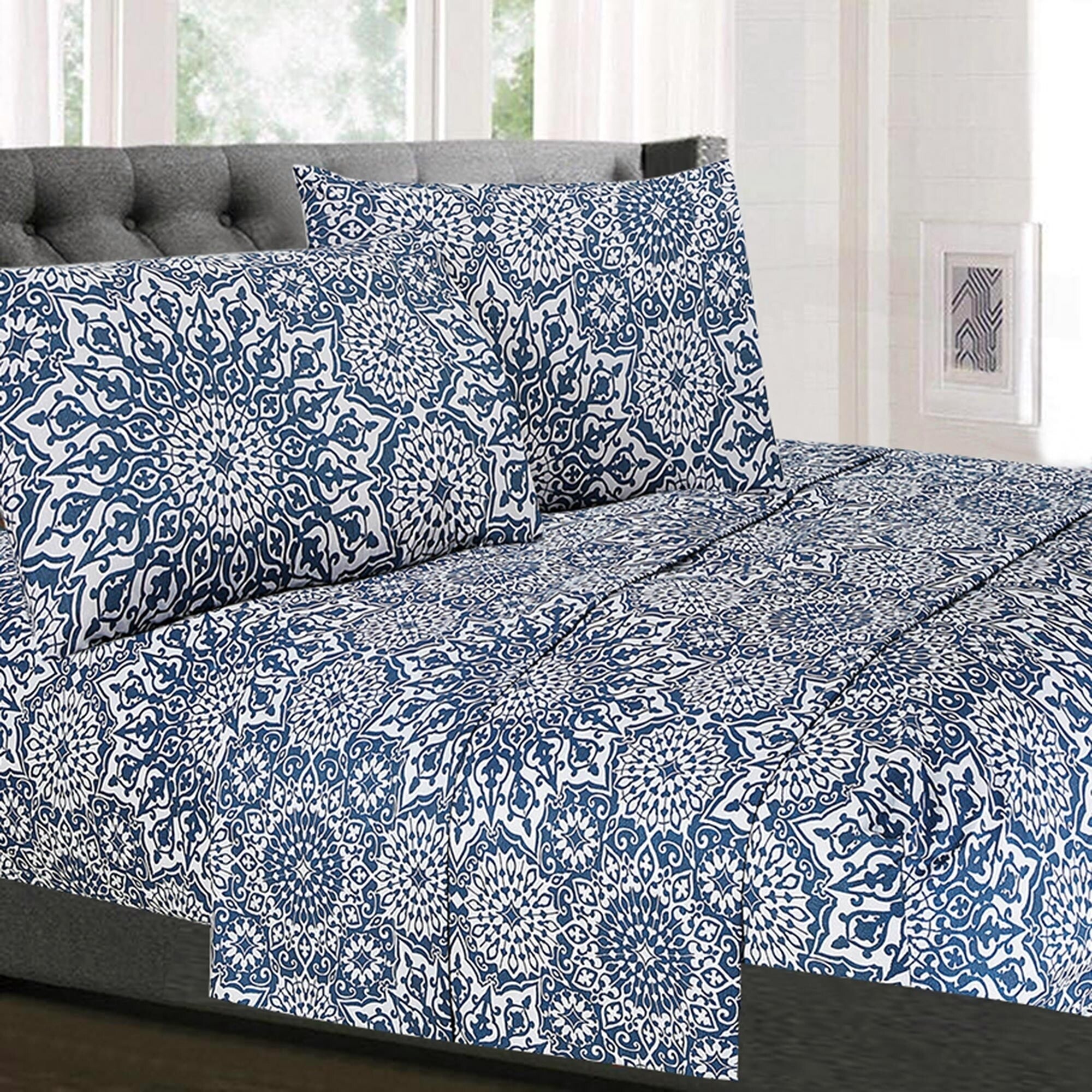 Oasis 4 Piece Patterned Deep Pocket Sheet Set