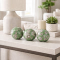 Objects Set Of 3 Green White Ceramic Chinoiserie Orb 5 In 5.0