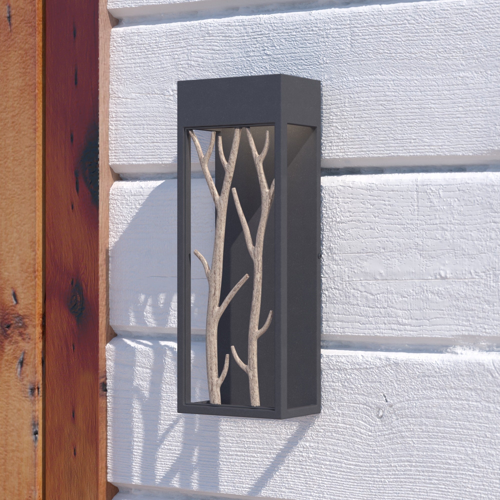 Ocala 1 Light Led Black Rustic Twig Outdoor Wall Sconce 5.75 In. W X 15.5 In. H X 3.5 In. D