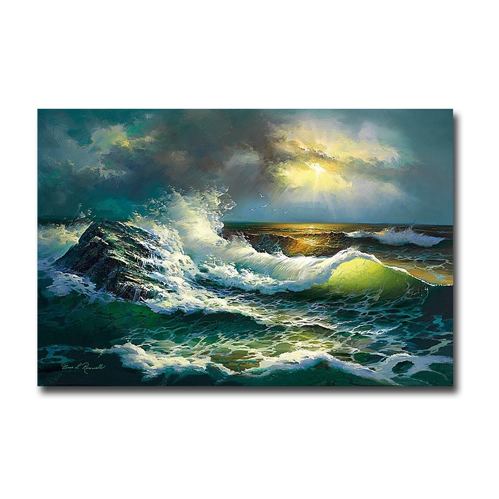 Ocean Waves By Diane Romanello Gallery Wrapped Canvas Giclee Art 18 In X 36 In