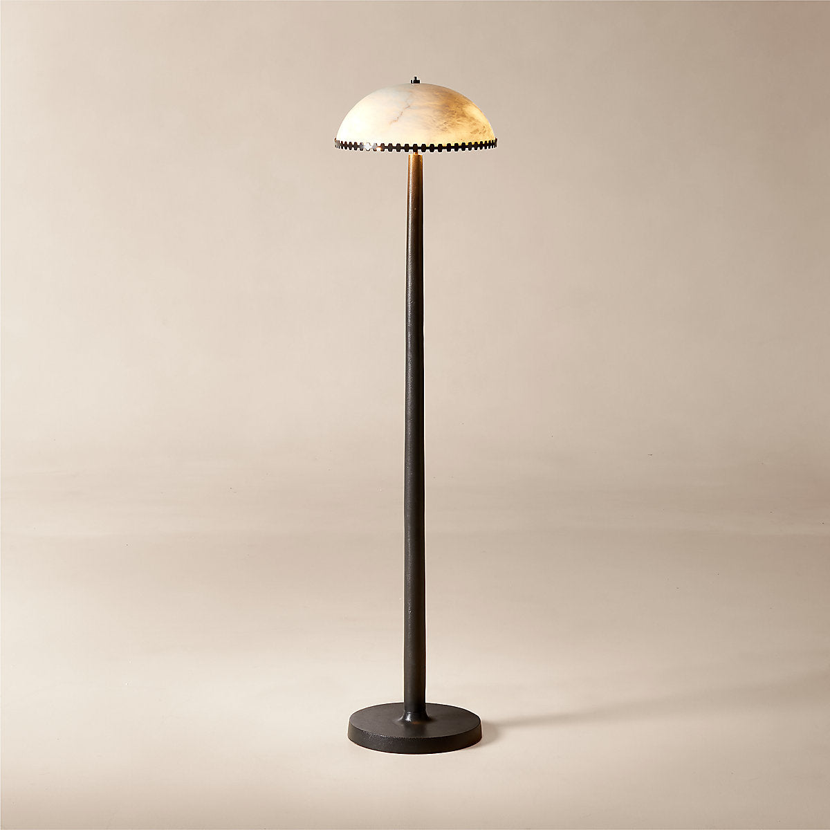Oceana Black Metal Table Lamp with Alabaster Shade