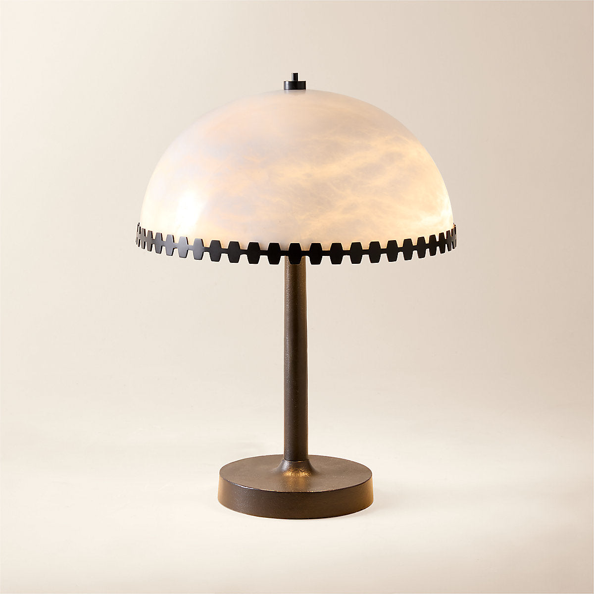Oceana Black Metal Floor Lamp with Alabaster Shade