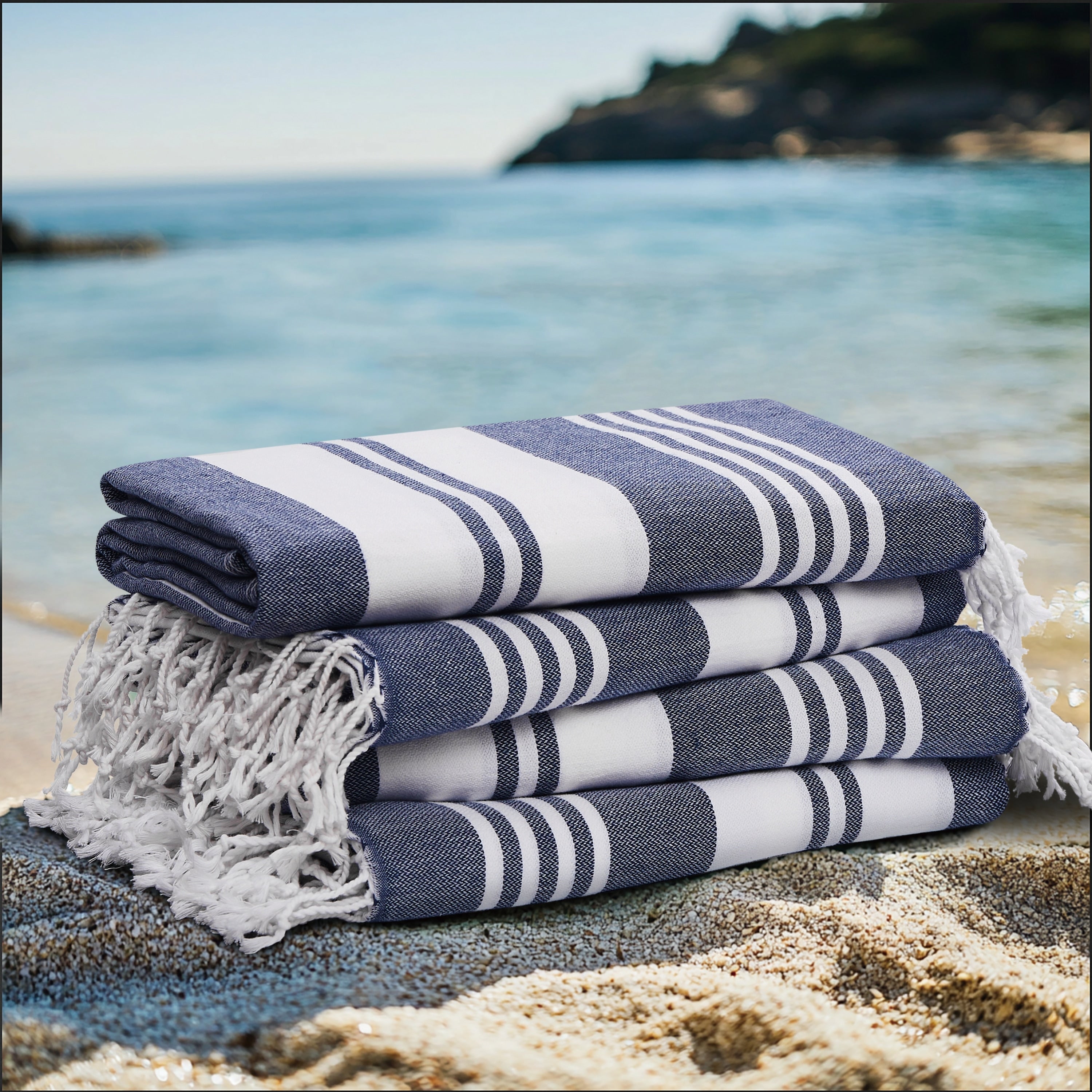 Oceanfront Resort Salty Stripe 4 Pack Sand Free Beach Towel