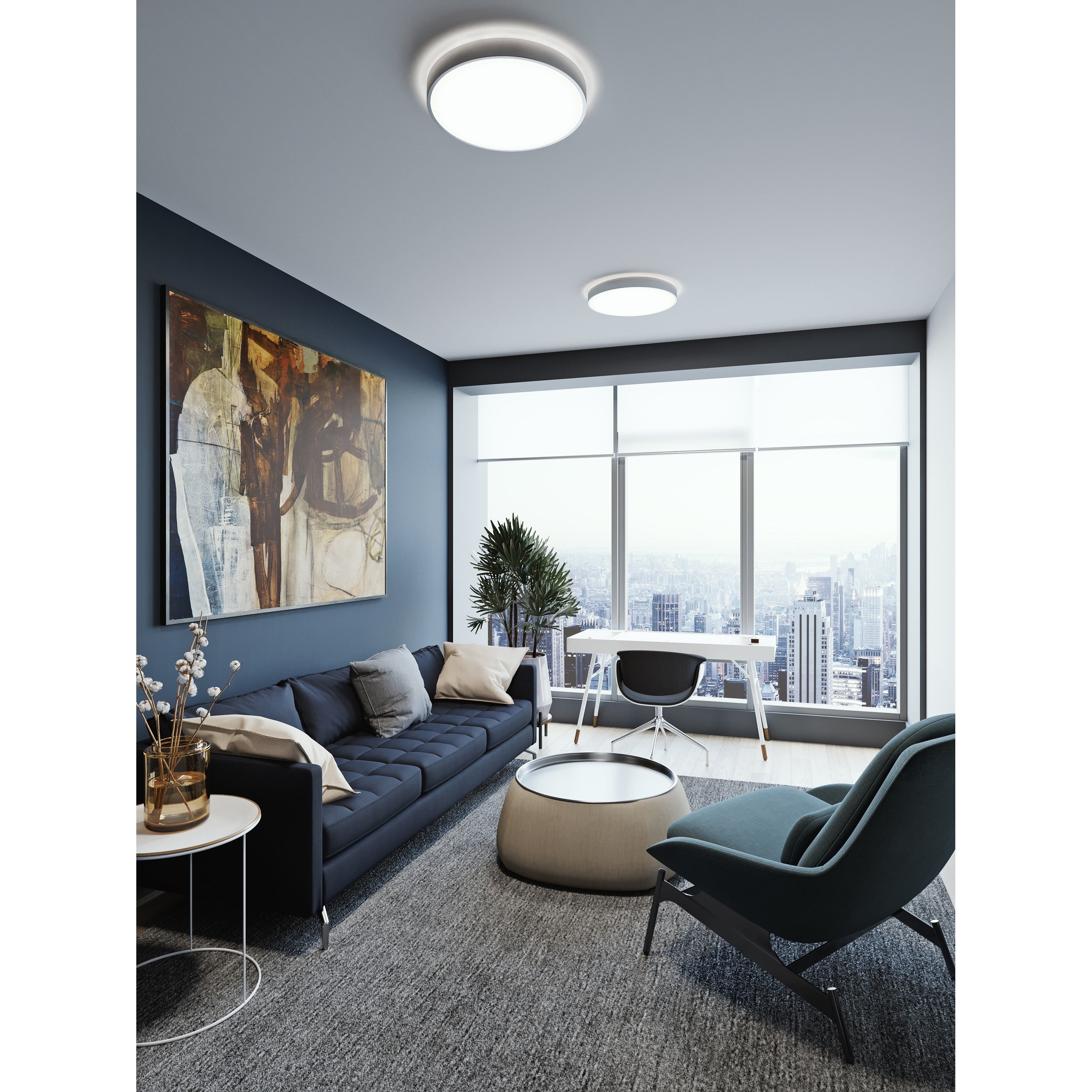 Afx Octavia 12 Inch Brushed Aluminum Led Flush Mount White Acrylic Shade