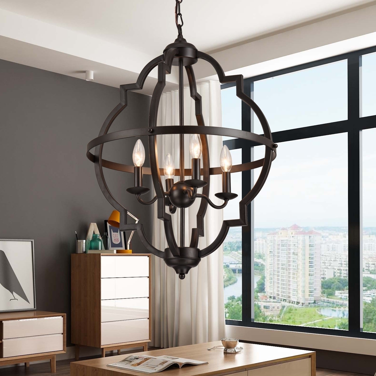 Octavia Brown 4 Light Pendant