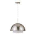 Octavia Brushed Nickel And White Frosted Glass Pendant Brushed Nickel White