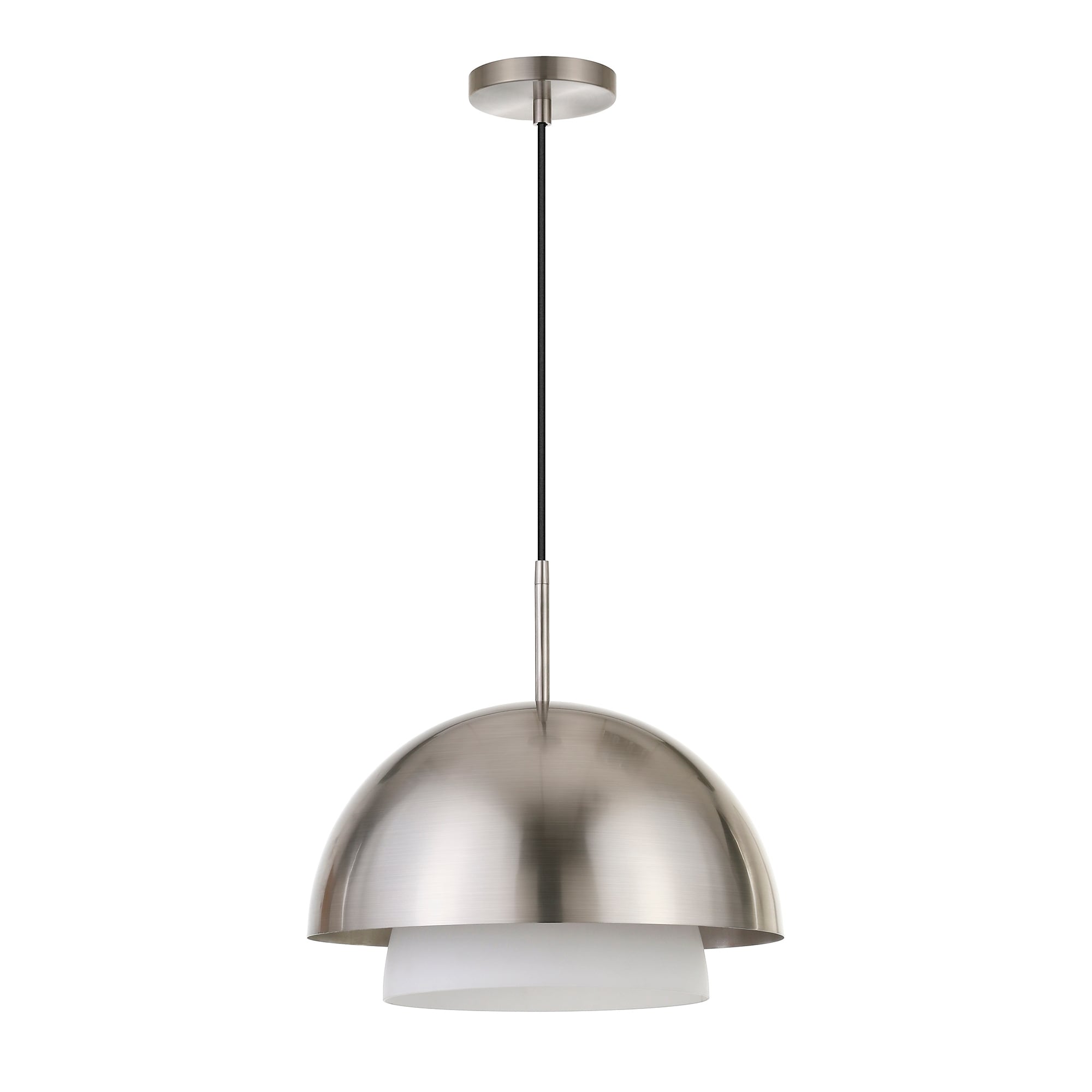 Octavia Brushed Nickel And White Frosted Glass Pendant Brushed Nickel White