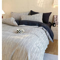 Of Joy Black White Striped 100 Cotton Yarn Dyed Jacquard Reversible Comforter Set