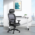 Space Seating Professional Air Grid Chair With Bonded Leather Seat And Adjustable Headrest