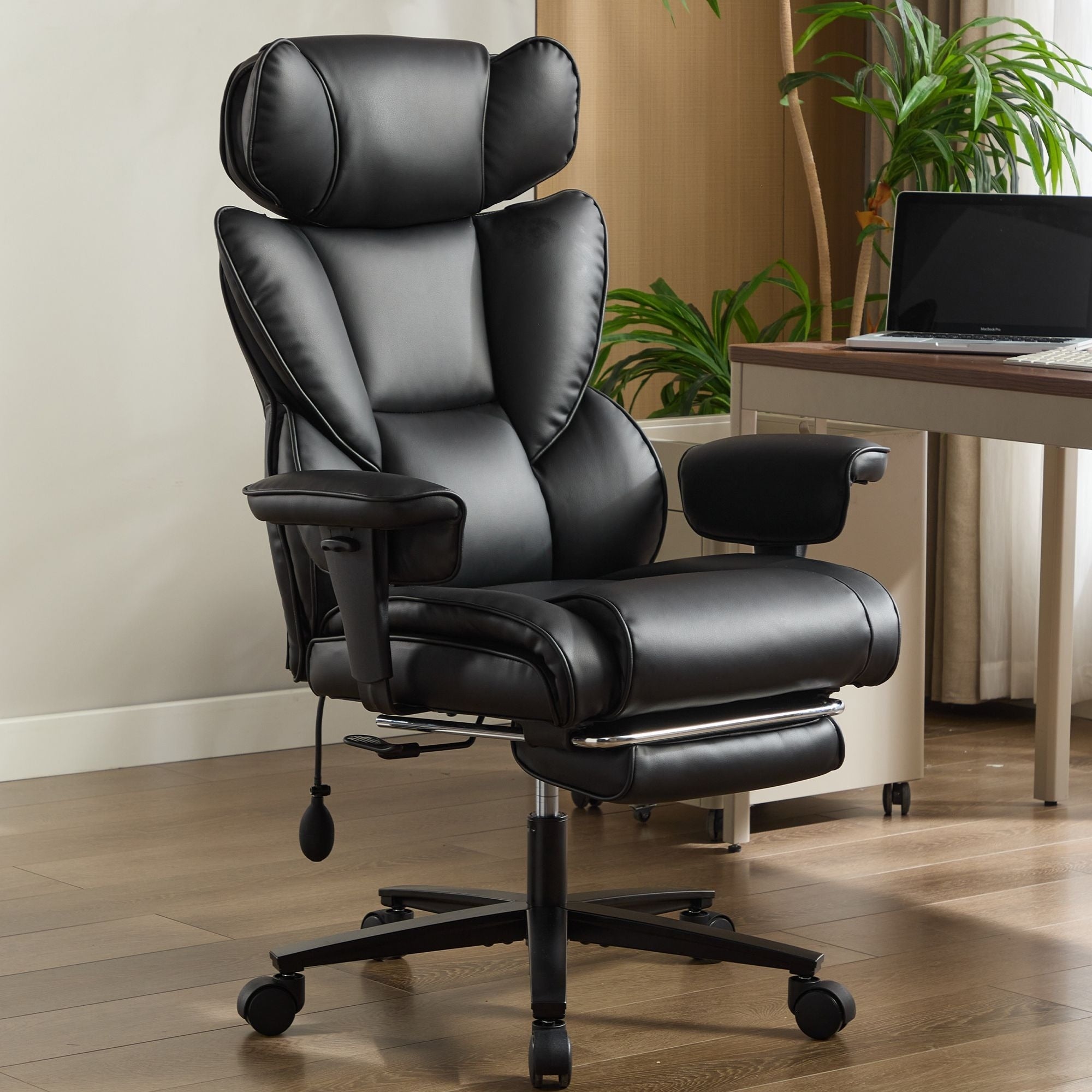Office Chair With Foot Rest And Waist Lumber Support Ergonomic Chair With Adjustable Height Headrest High Back Reclining Chair