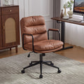 Office Chair Mid Back Home Office Desk Task Chair With Wheels And Arms Ergonomic Pu Leather Computer Rolling Swivel Chair