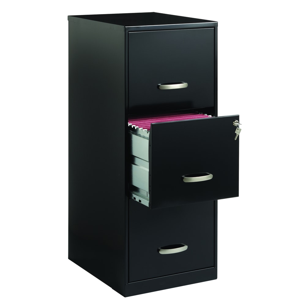 Space Solutions 3 Drawer Black Steel File Cabinet