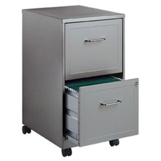 Space Solutions 18 Deep 2 Drawer Mobile File Cabinet Silver