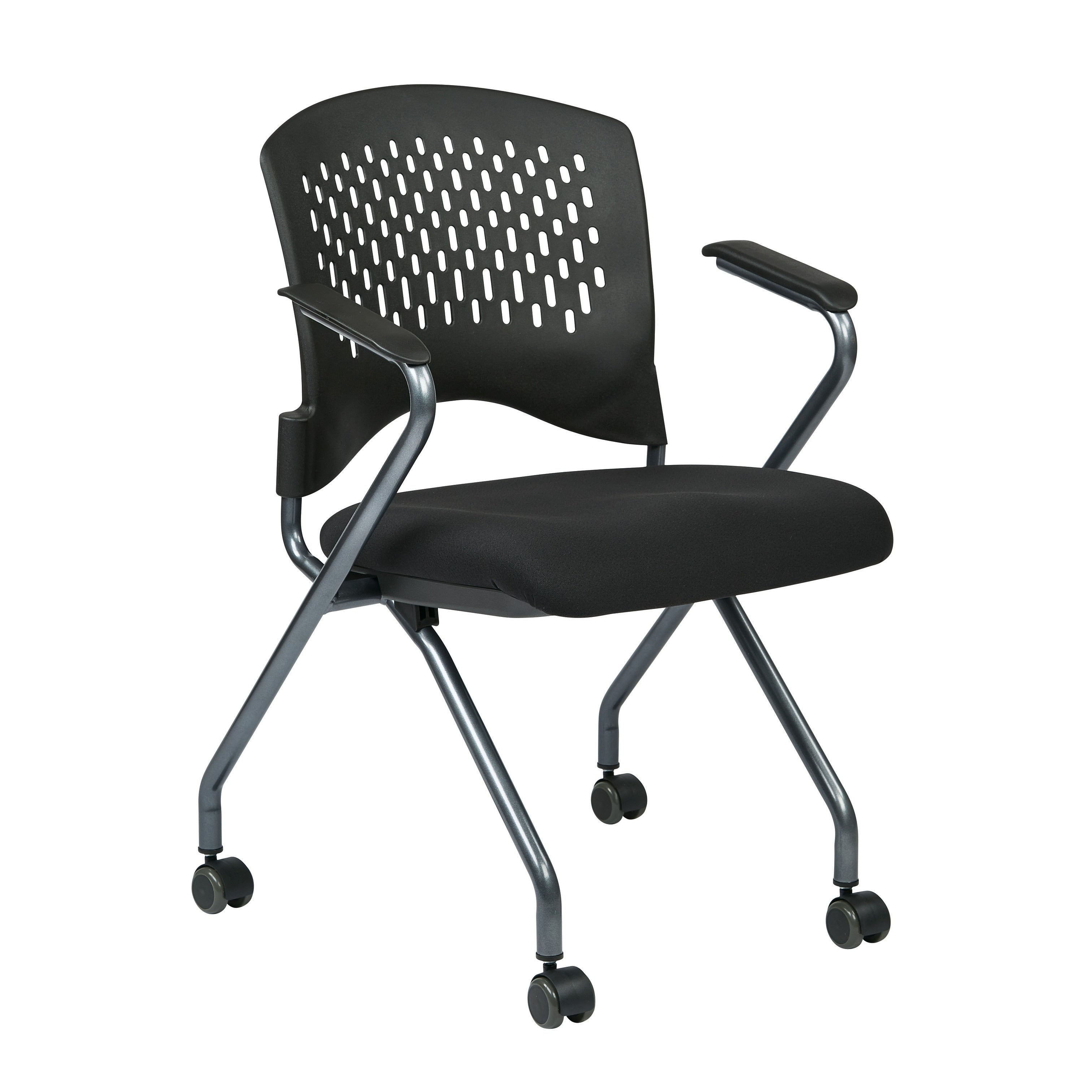 Office Star Deluxe Folding Chair With Ventilated Plastic Wrap Around Back 2 Pack