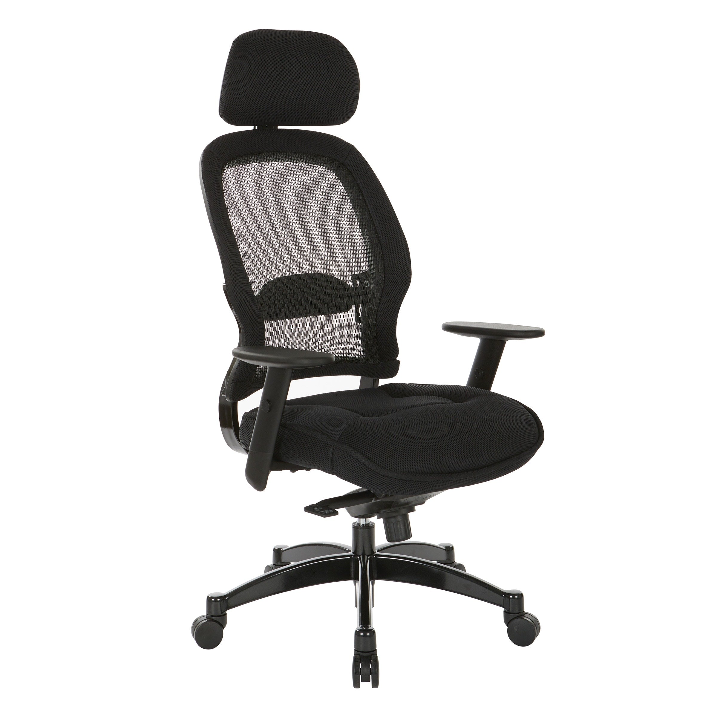 Office Star Professional Deluxe Black Breathable Mesh Back Chair With Adjustable Headrest And Mesh Seat.