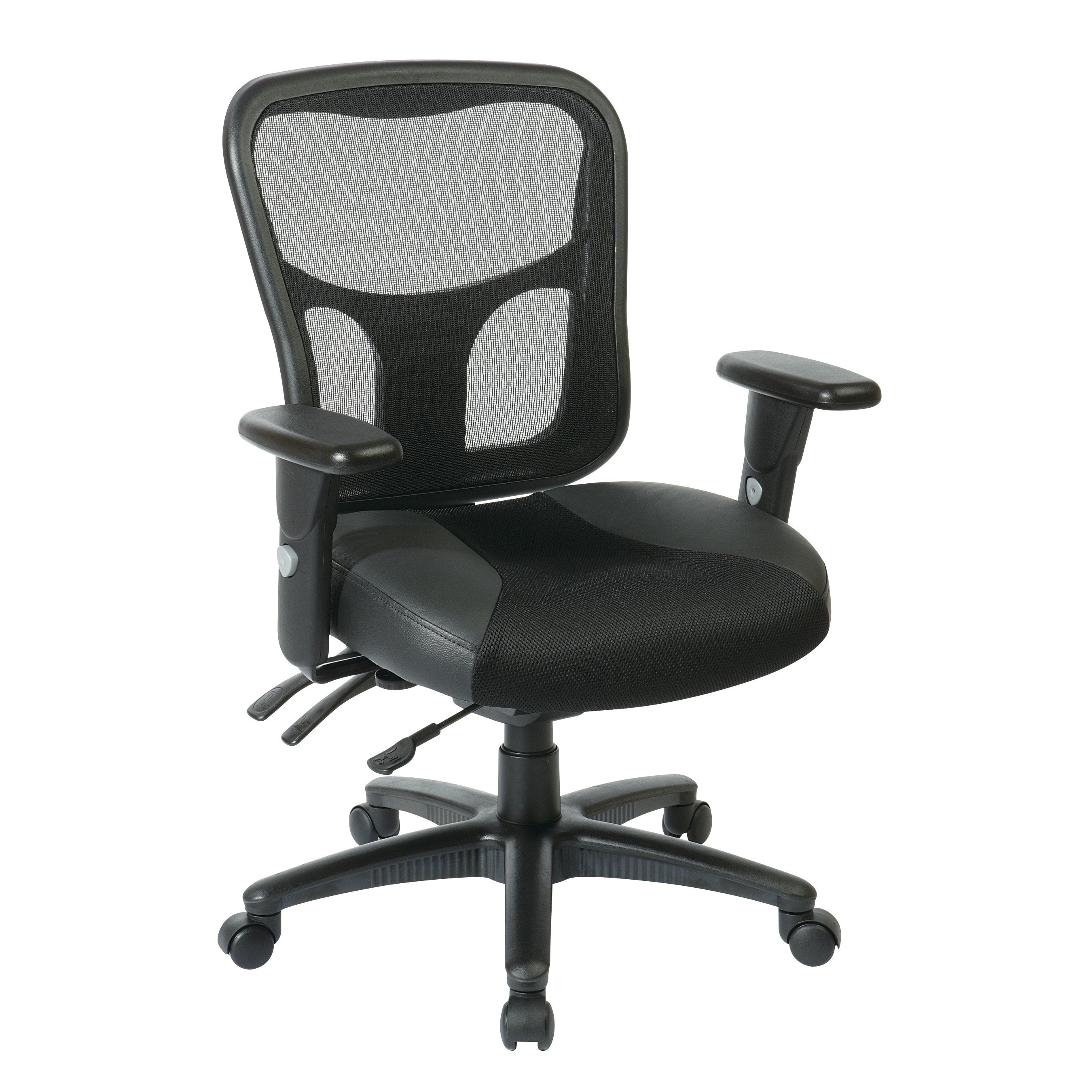 Office Star Progrid High Back Managers Chair With Leather And Mesh Seat