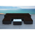 Ohana Outdoor Patio 7 Piece Black Wicker Conversation Set With Cushions