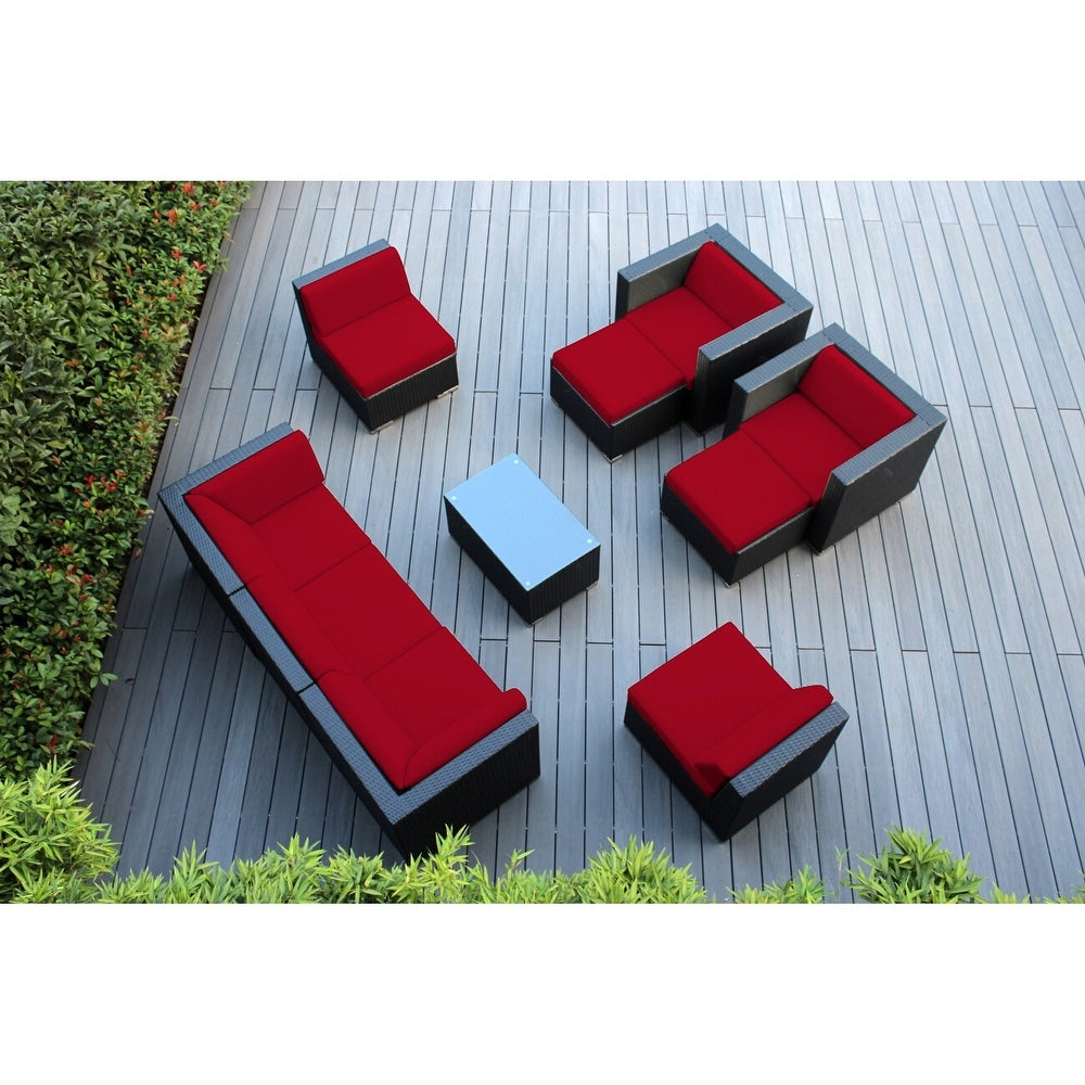 Ohana Outdoor Patio 10 Piece Black Wicker Conversation Set With Cushions