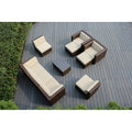Ohana Outdoor Patio 10 Piece Mixed Brown Wicker Conversation Set With Cushions