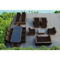 Ohana Outdoor Patio 20 Piece Mixed Brown Wicker Sofa And Dining Set With Cushions