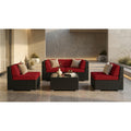 Ohana Outdoor Patio 5 Piece Black Wicker Conversation Set With Cushions