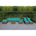 Ohana Outdoor Patio 9 Piece Mixed Brown Wicker Sofa And Chaise Lounge With Cushions