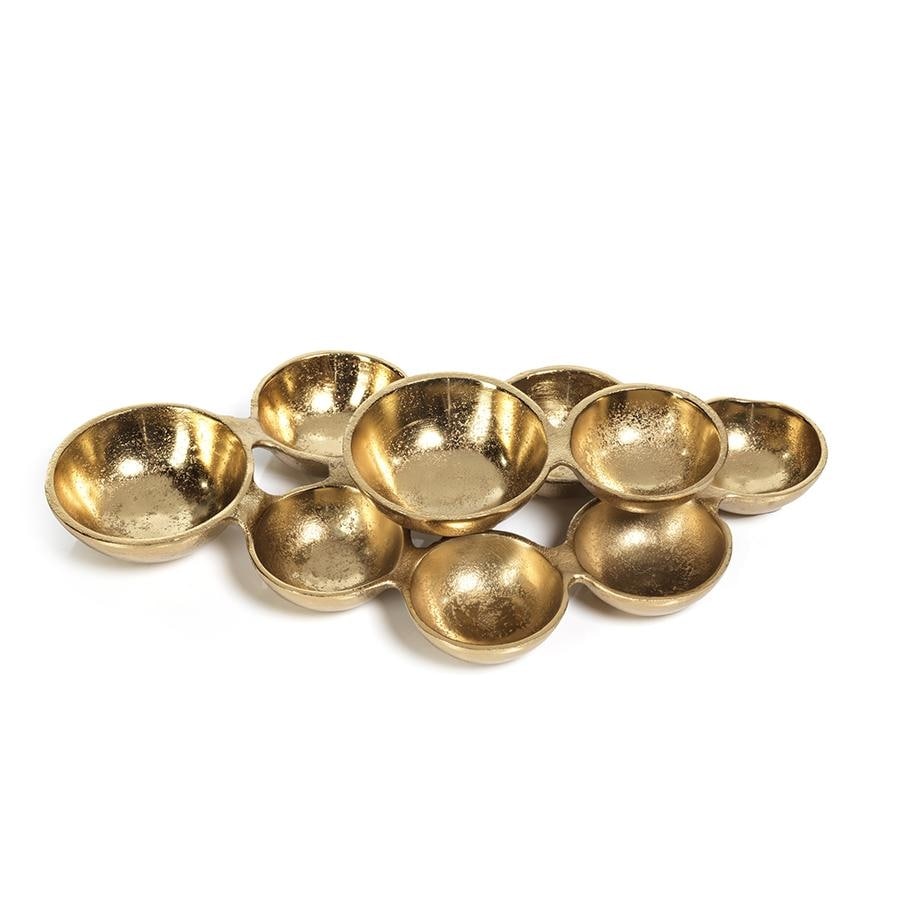 Ohanna 13 Long Cluster Of 9 Serving Bowls Dark Gold