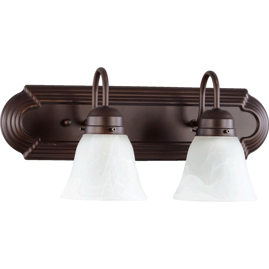 Oiled Bronze And Faux Alabaster 2 Light Vanity Lighting