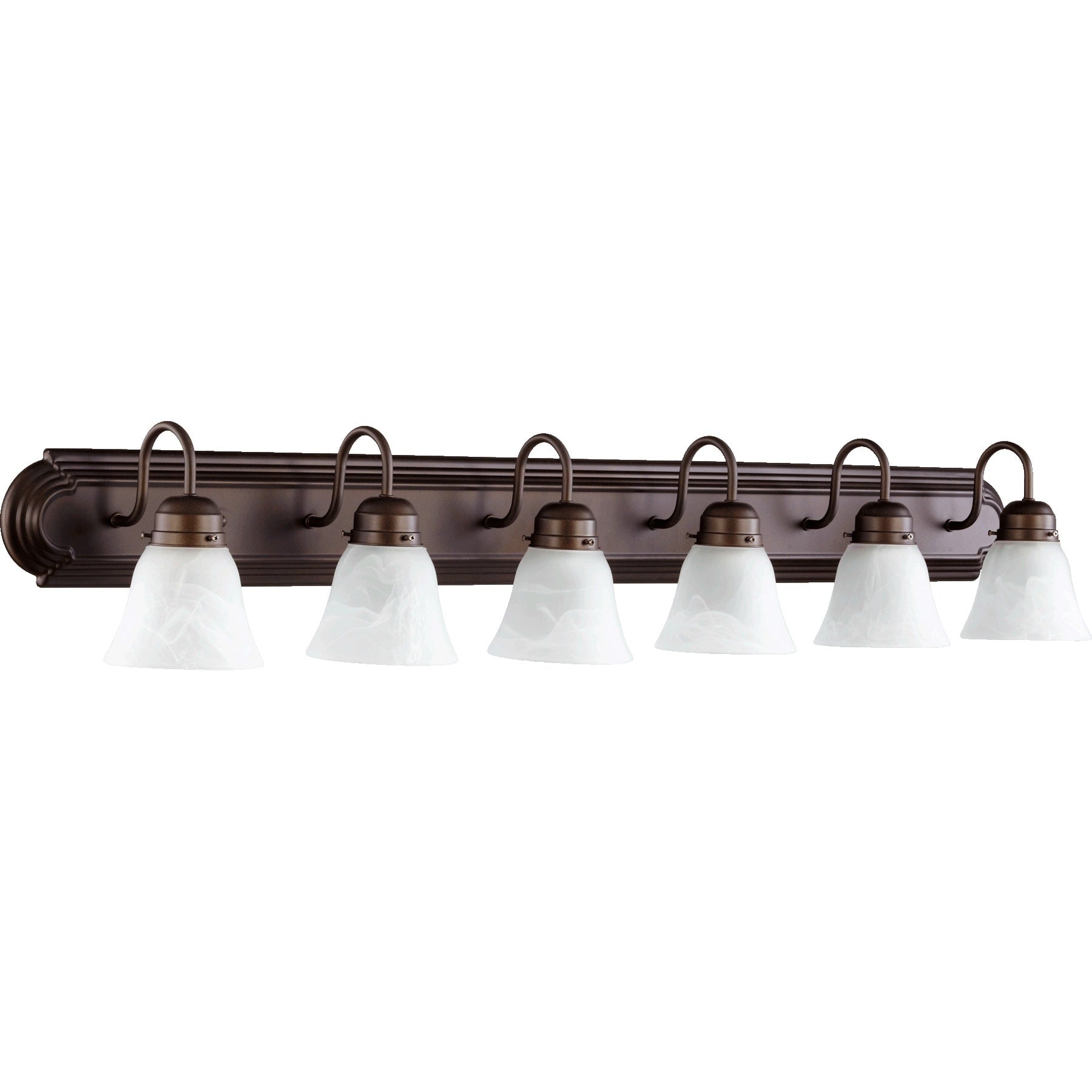 Oiled Bronze And Faux Alabaster 6 Light Vanity Lighting