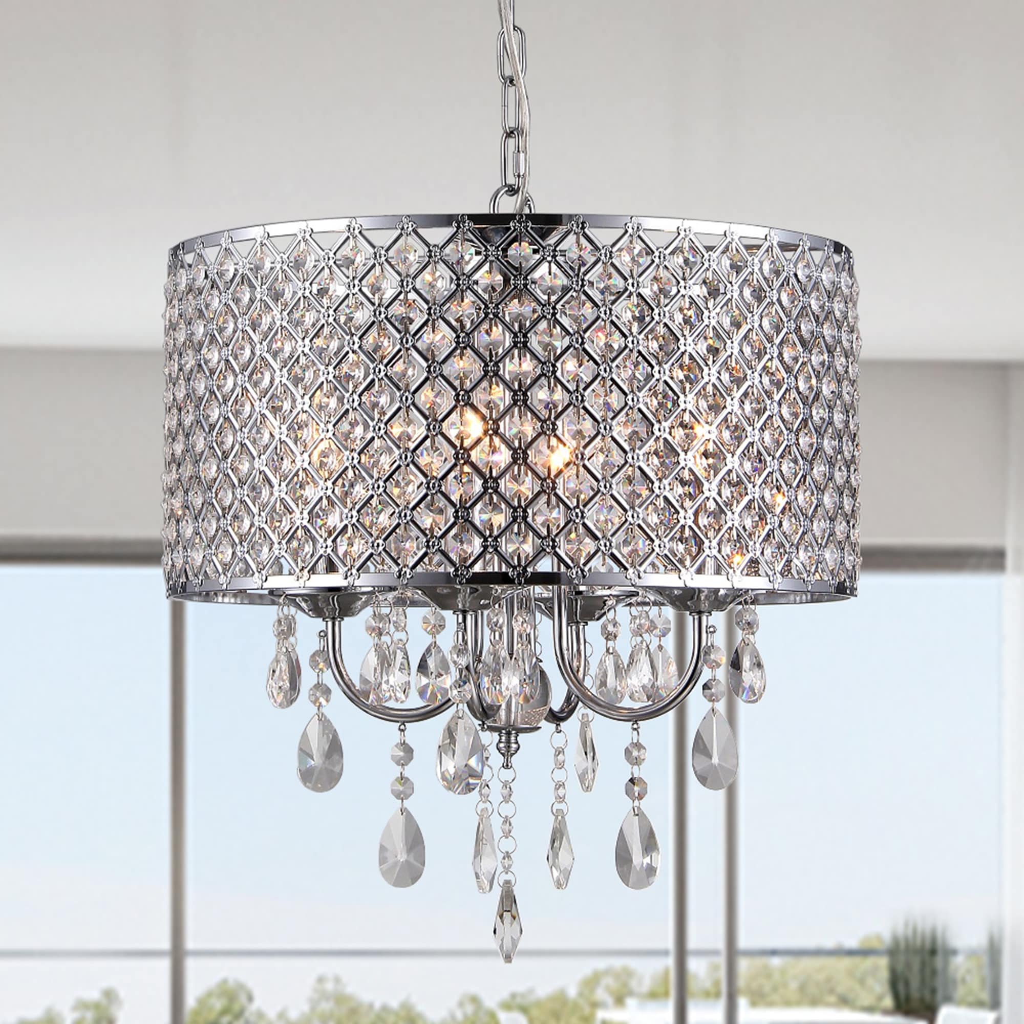 Oisetta 4 Light Chrome Finish Crystal Round Chandelier