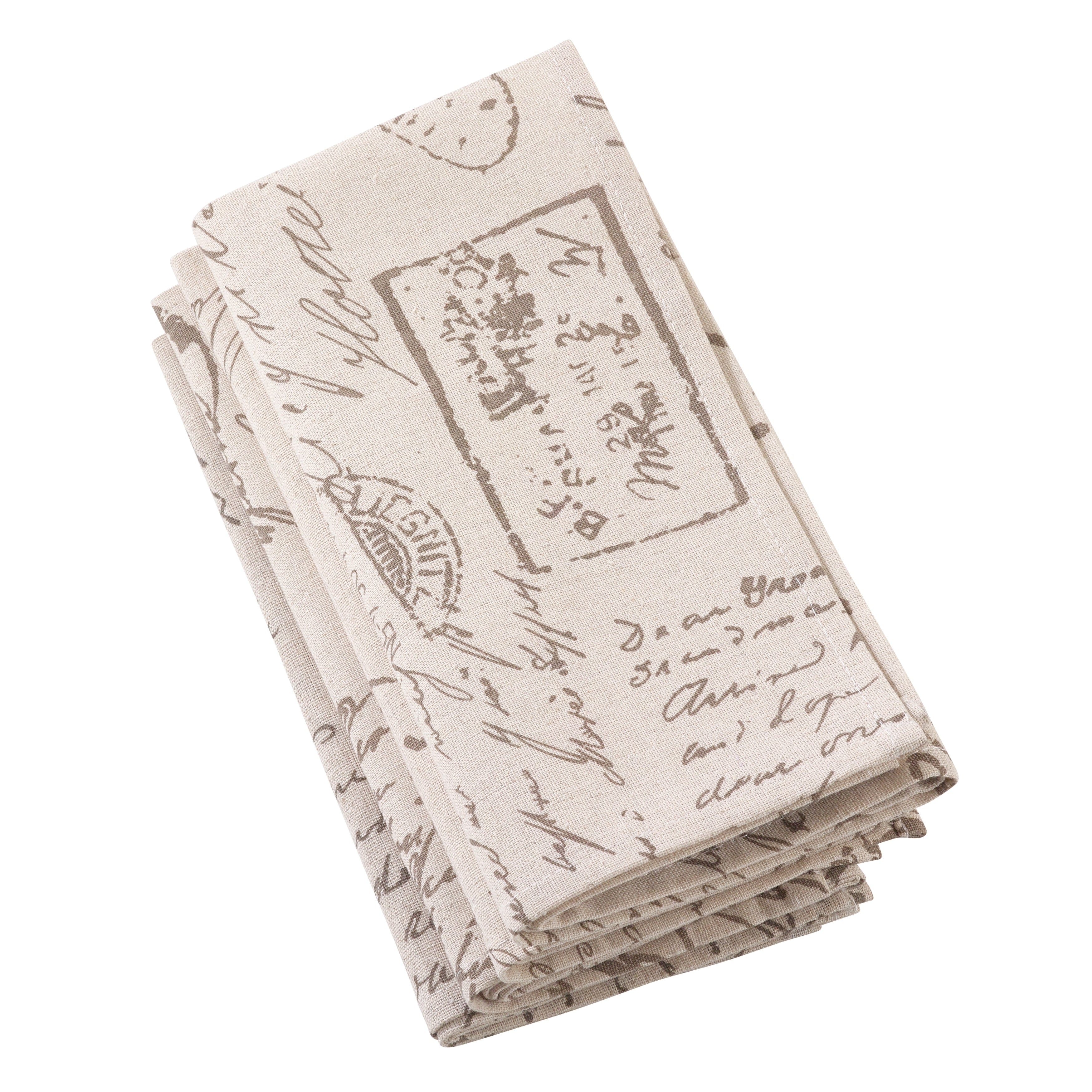 Old Fashioned Script Print Design Napkin Set Of 4