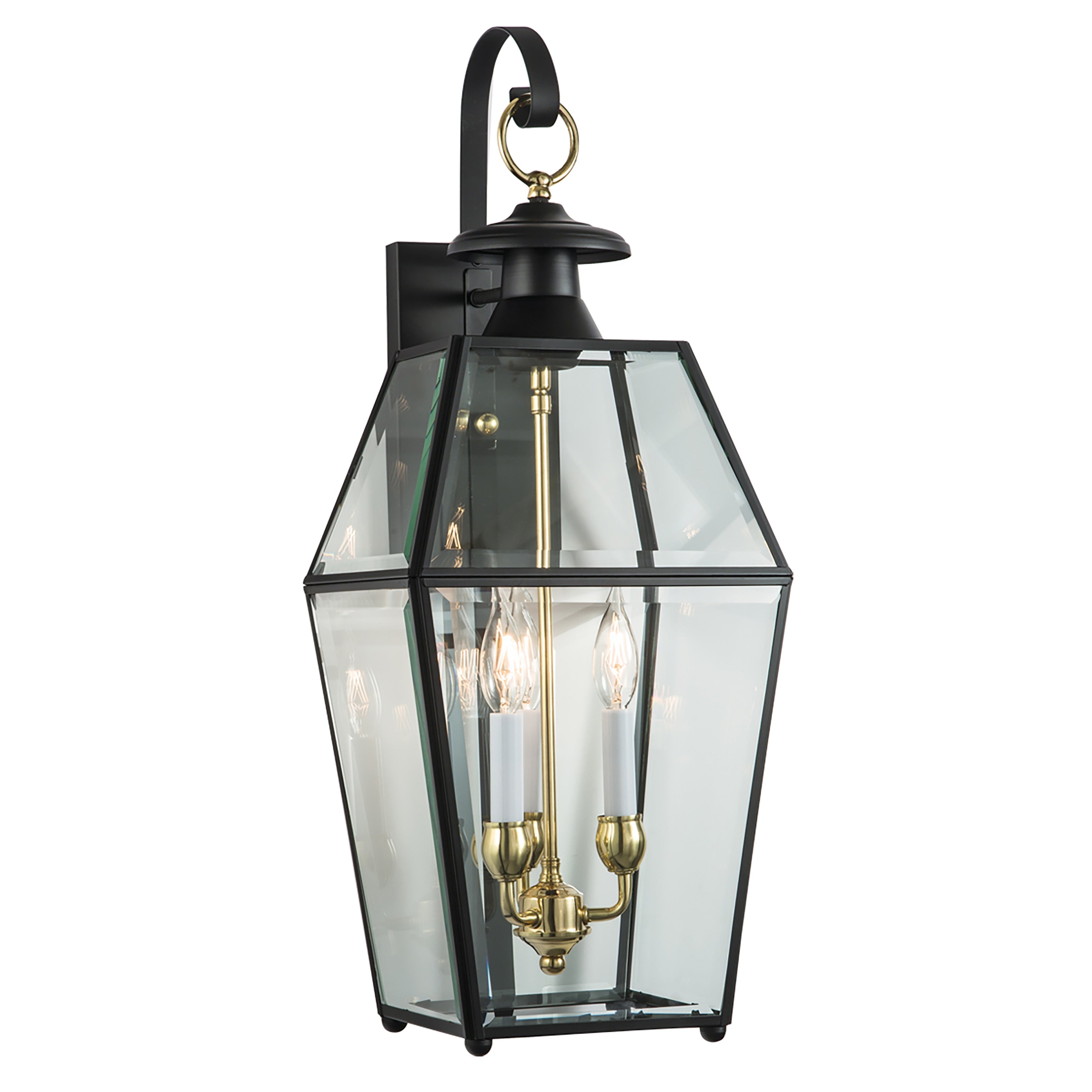 Olde Colony 28 High 3 Light Outdoor Sconce Black 28 Inch Tall